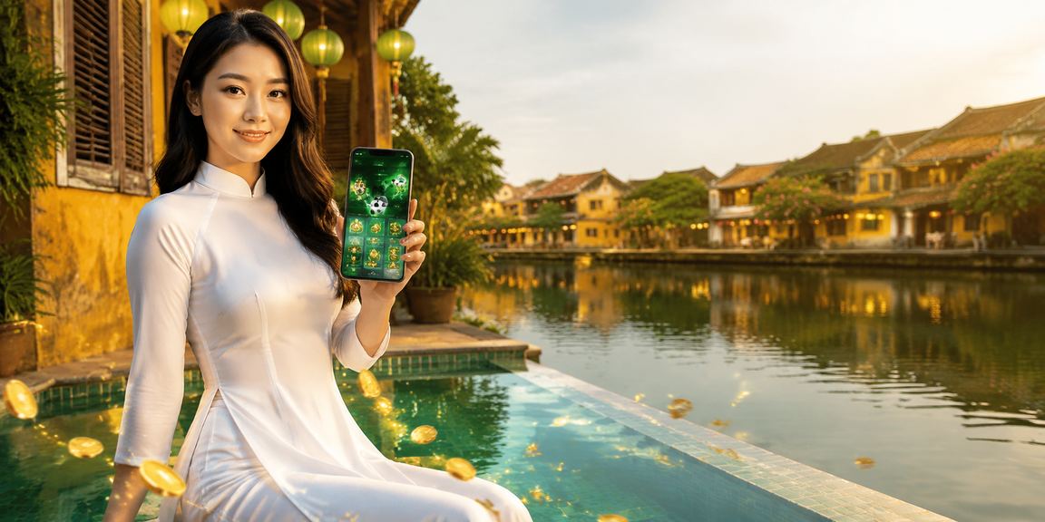 Cô gái áo dài tại Hội An trải nghiệm ứng dụng casino và cá cược trực tuyến