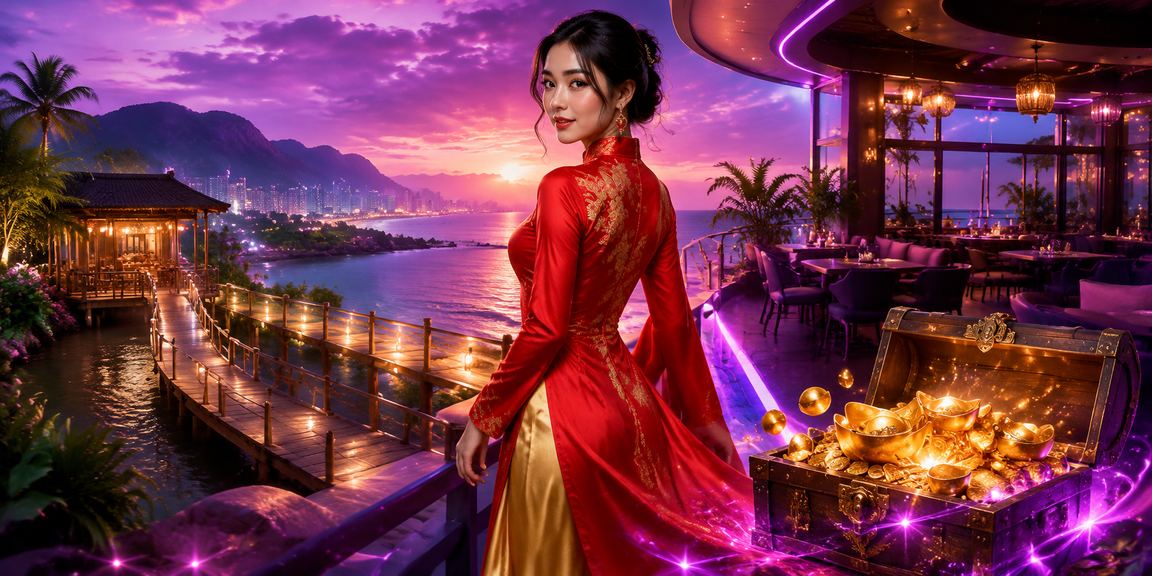 Người dùng tại Vũng Tàu tham gia xổ số và thanh toán trực tuyến theo phong cách áo dài
